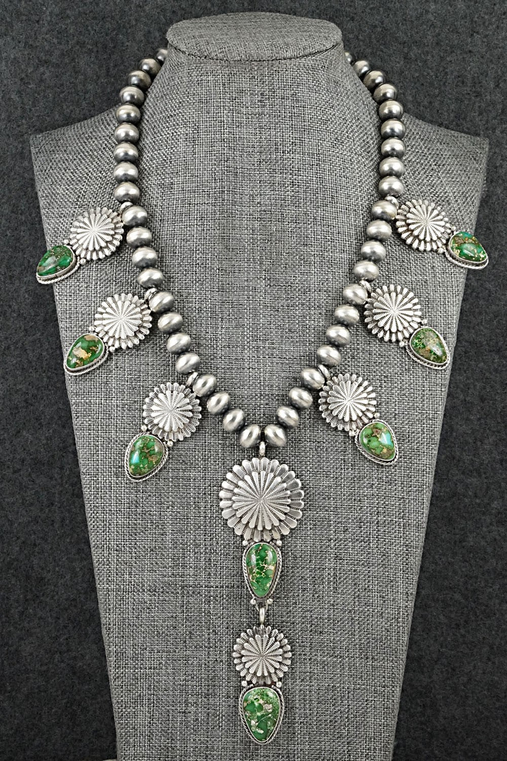Turquoise & Sterling Silver Navajo Pearl Necklace - Adrienne Gordon