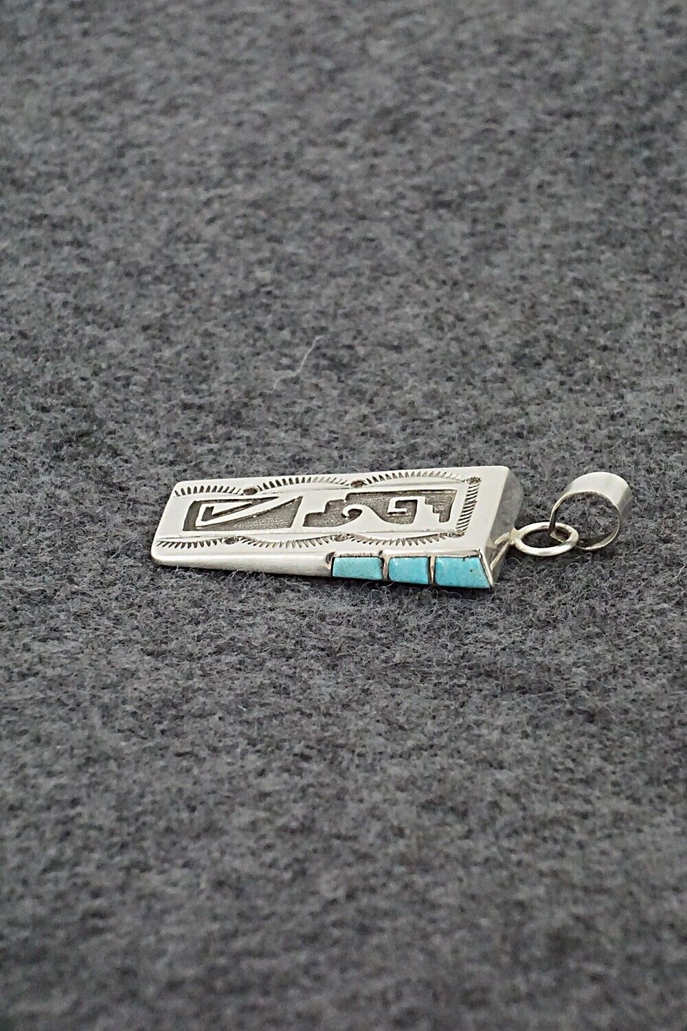 Turquoise & Sterling Silver Pendant - Leonard Jim