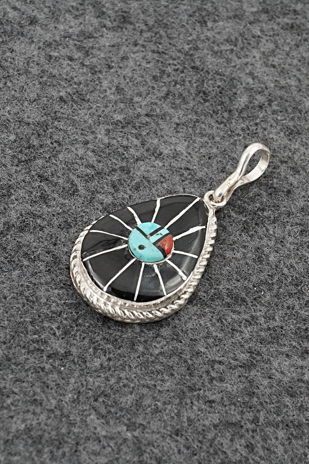 Multi-Stone & Sterling Silver Inlay Pendant - Ola Eriacho