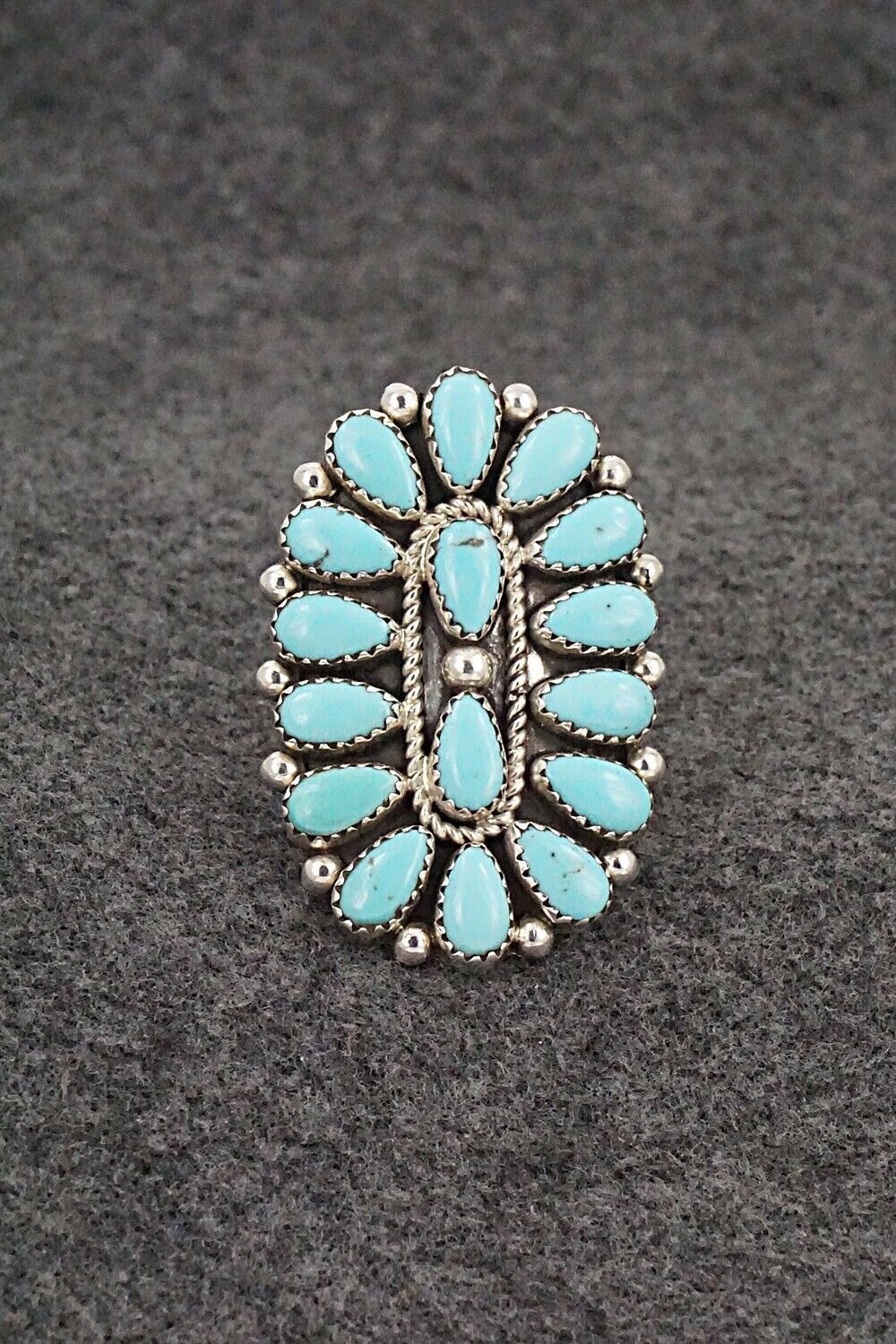 Turquoise & Sterling Silver Ring - Rodney Notah - Size 8