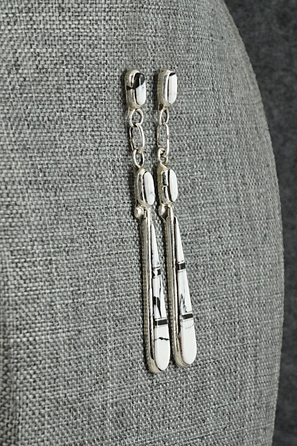 White Buffalo & Sterling Silver Earrings - Terrance Panteah