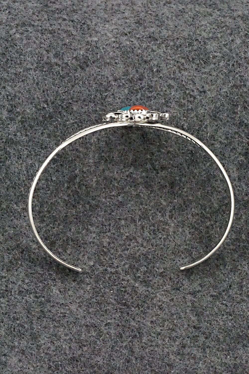 Turquoise, Coral & Sterling Silver Bracelet - Harry B. Yazzie