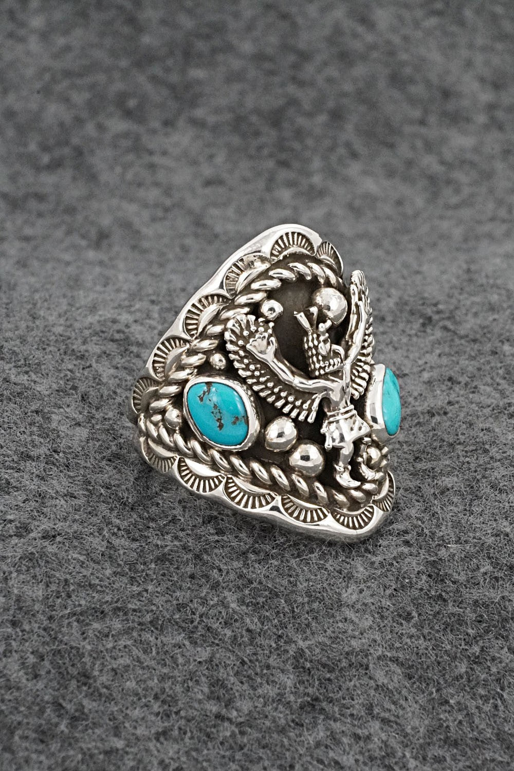 Turquoise & Sterling Silver Ring - Melvin Jones - Size 11.5