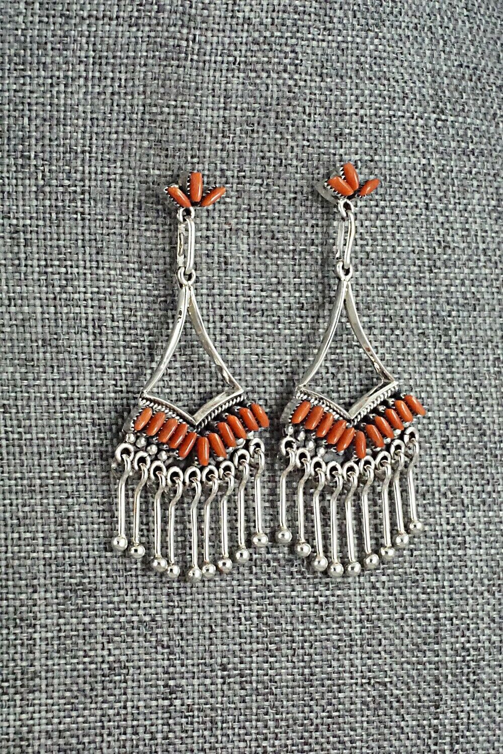 Coral & Sterling Silver Earrings - Mildred Ukestine