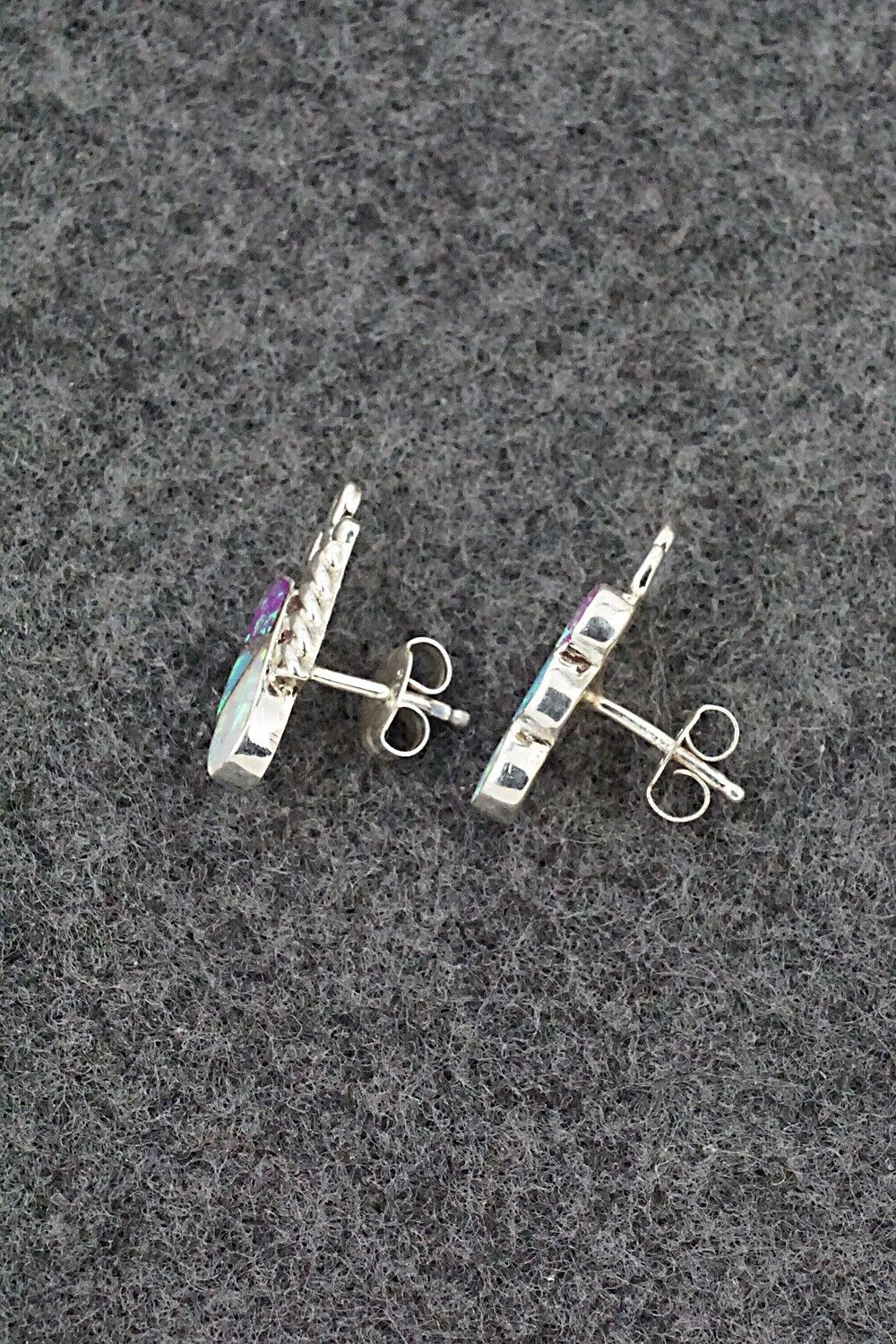 Opalite & Sterling Silver Inlay Earrings - Vincent Hooee