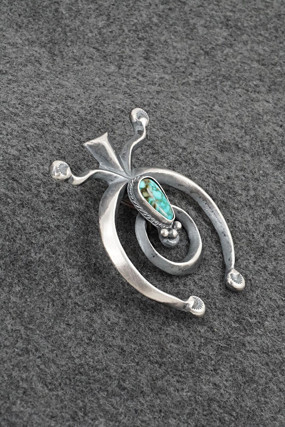 Turquoise & Sterling Silver Naja Pendant - Harrison Bitsue