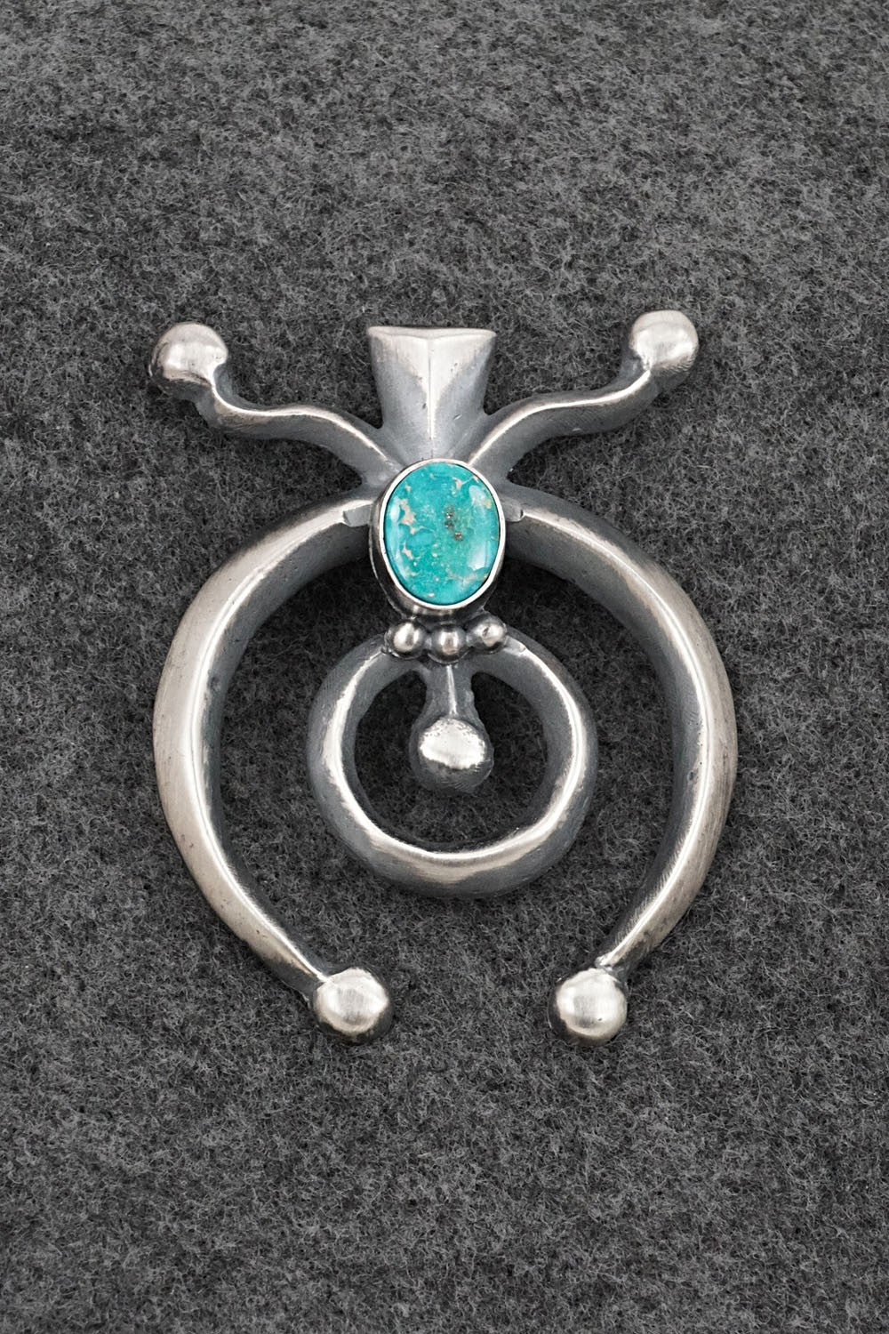 Turquoise & Sterling Silver Naja Pendant - Harrison Bitsue