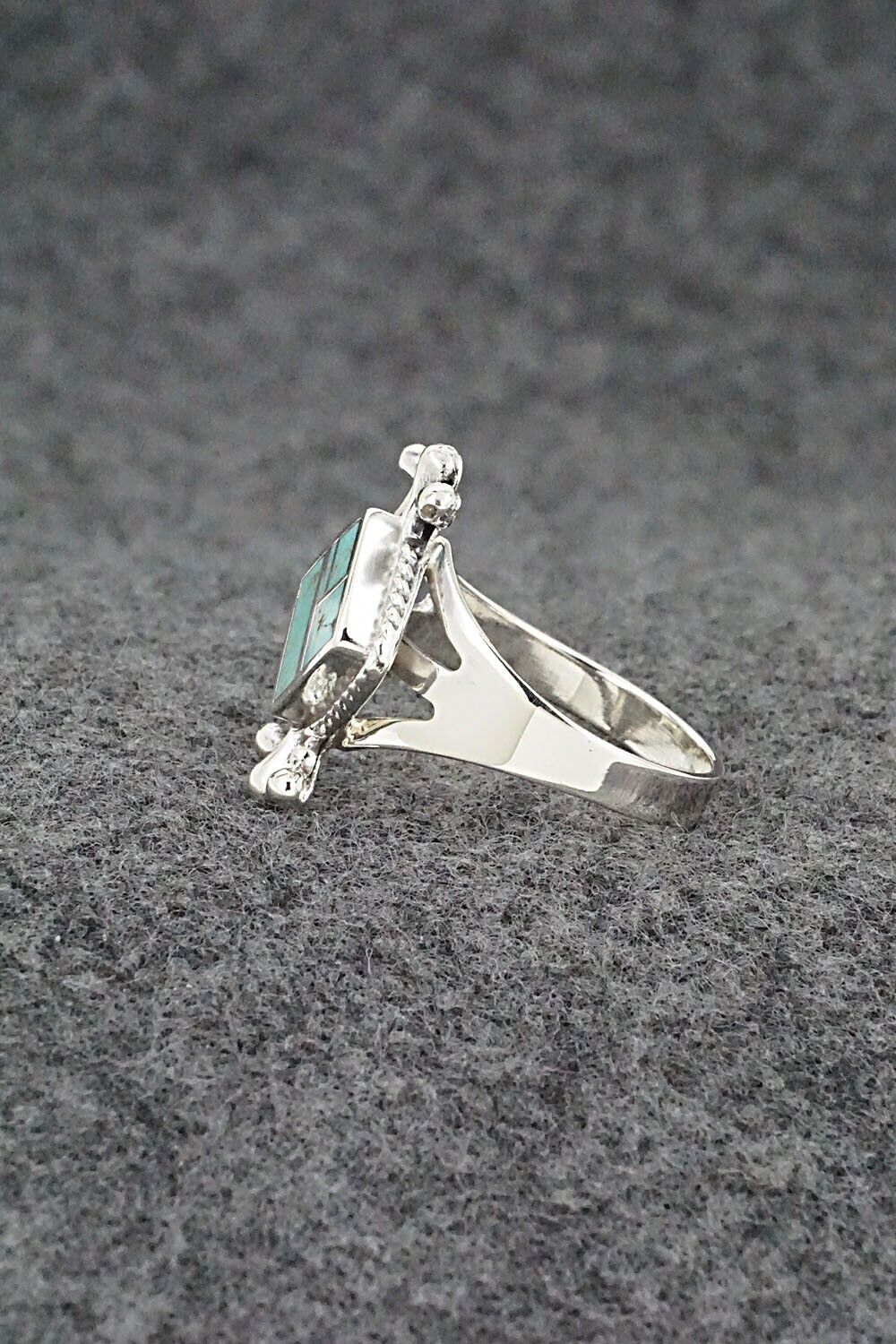 Turquoise & Sterling Silver Inlay Ring - James Manygoats - Size 7