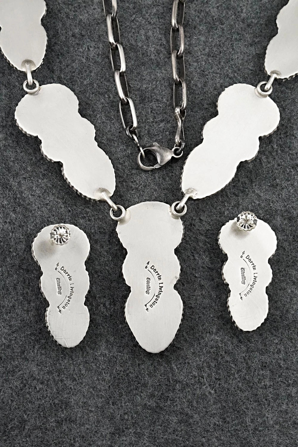 Turquoise & Sterling Silver Necklace and Earrings Set - Darrin Livingston