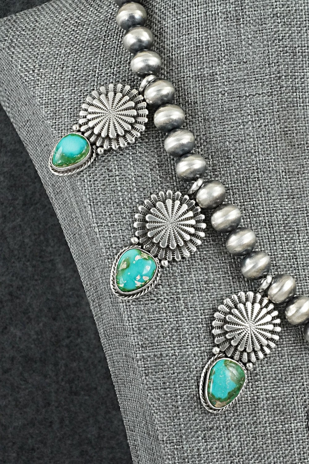 Turquoise & Sterling Silver Navajo Pearl Necklace - Adrienne Gordon