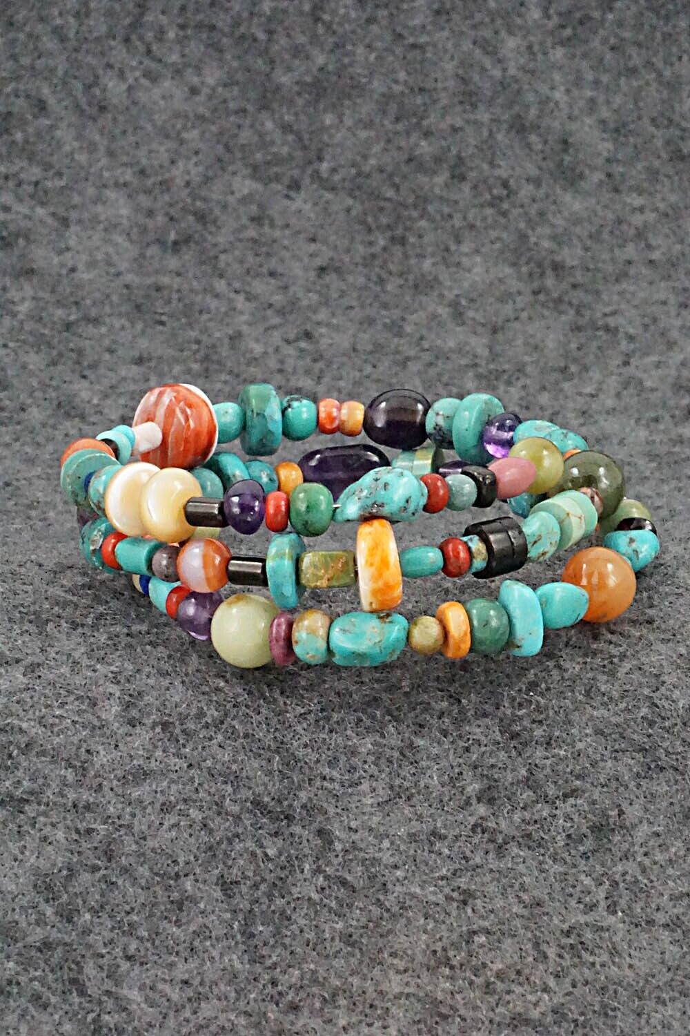 Multi-Stone Beaded Wrap Bracelet - Helen Tsosie