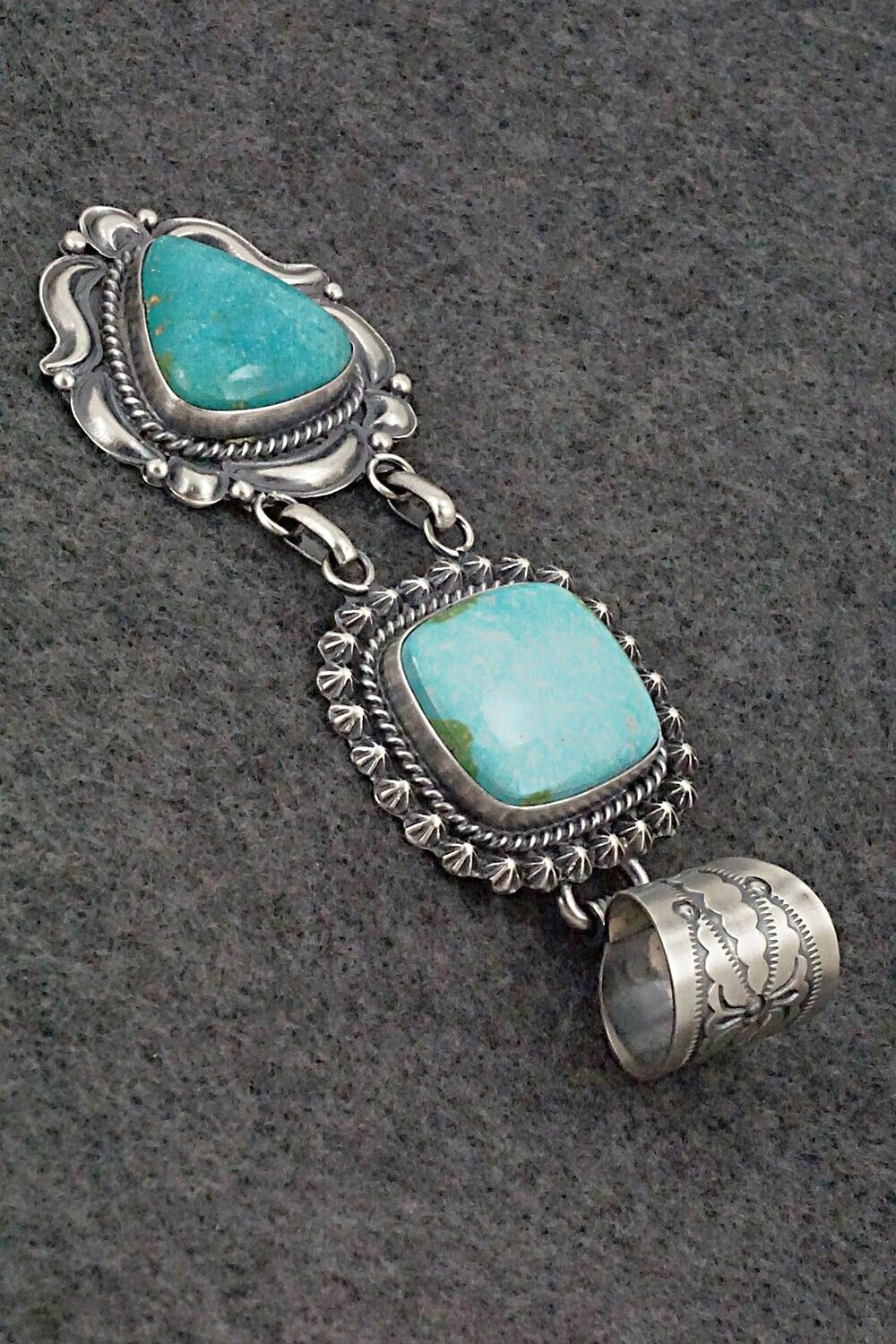 Turquoise & Sterling Silver Pendant - Raymond Delgarito