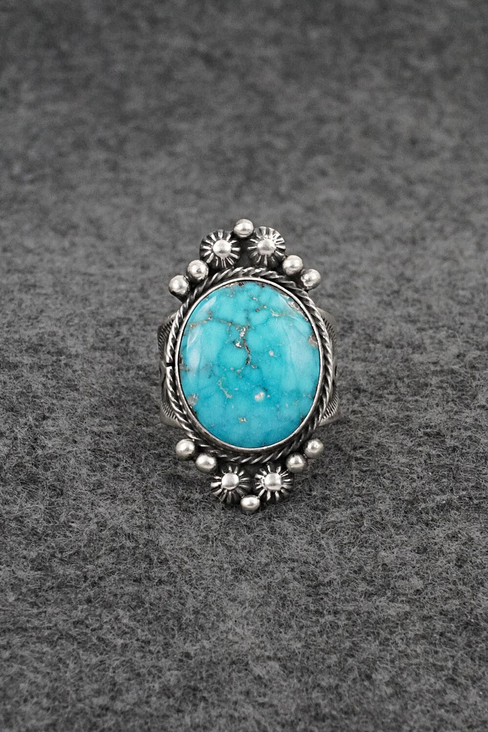 Turquoise & Sterling Silver Ring - Samuel Yellowhair - Size 6.75