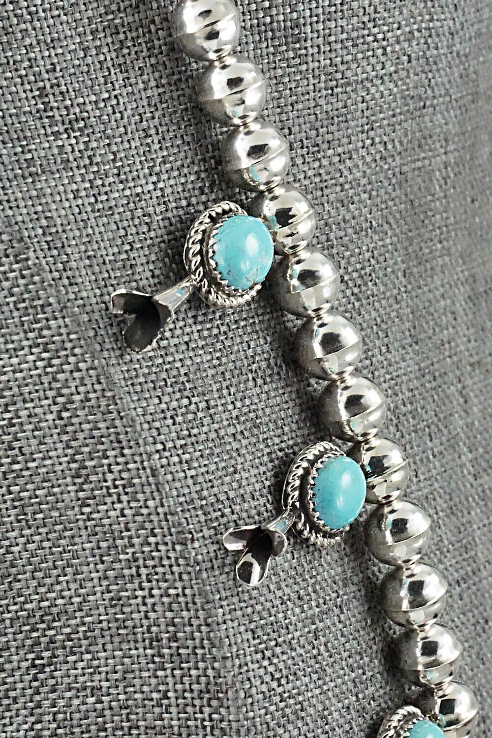 Turquoise & Sterling Silver Squash Blossom Necklace - Phil Garcia