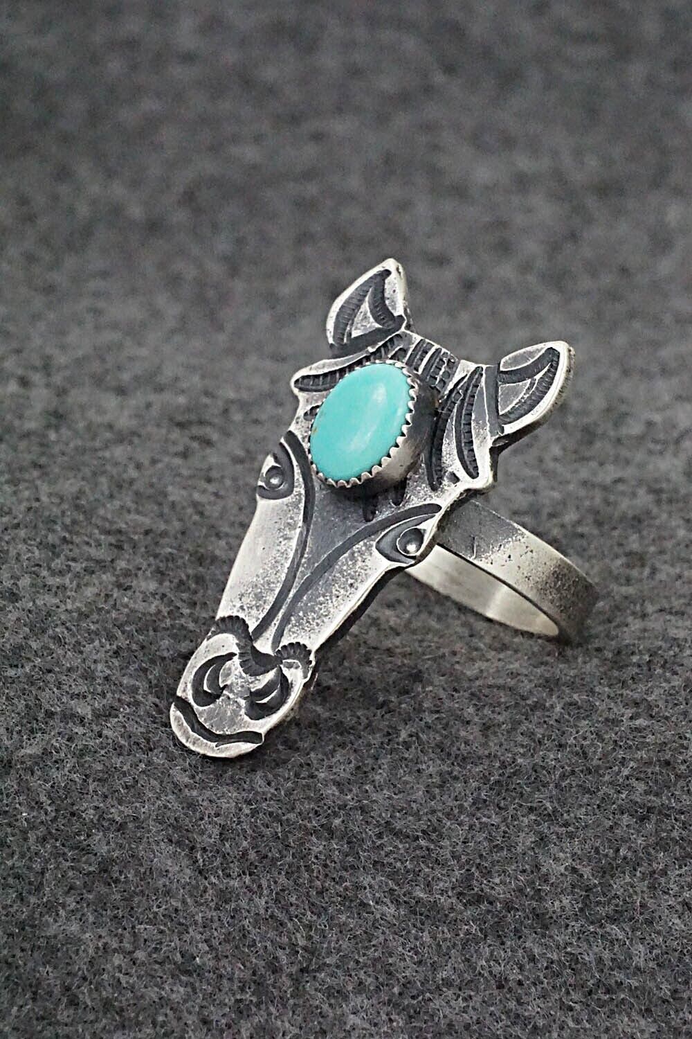 Turquoise & Sterling Silver Ring - Kindale Bilah - Size 10 (Adj.)