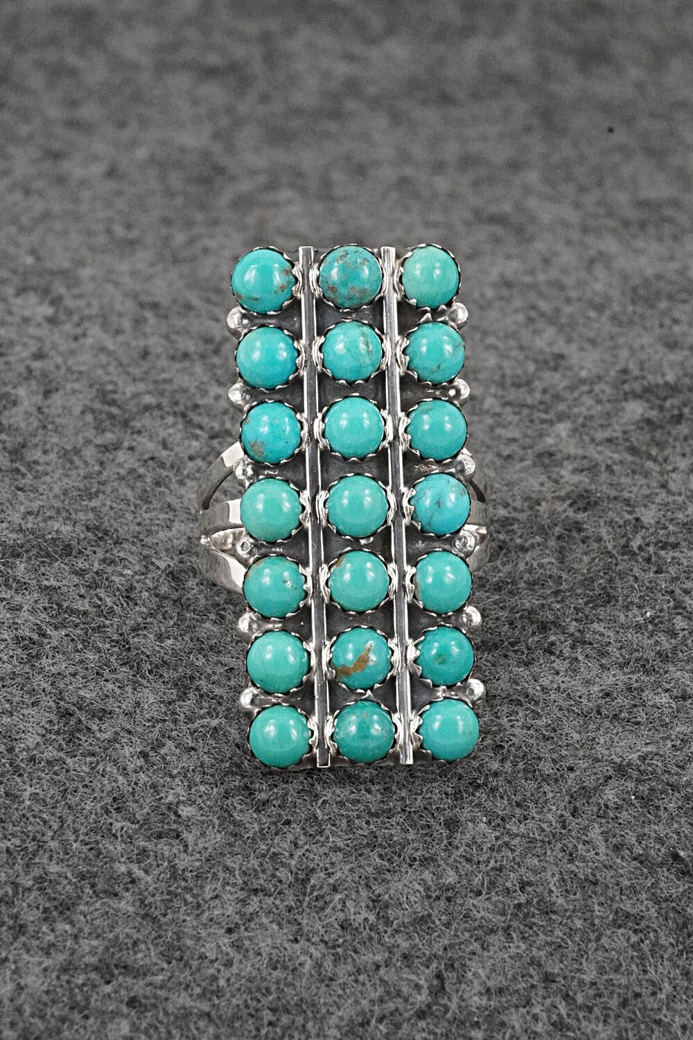 Turquoise & Sterling Silver Ring - Kenny Lonjose - Size 6.5