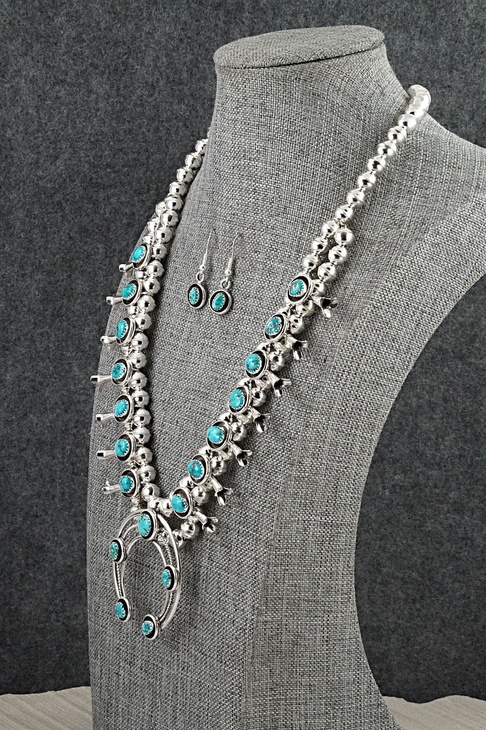 Turquoise & Sterling Silver Squash Blossom Set - Phil Garcia