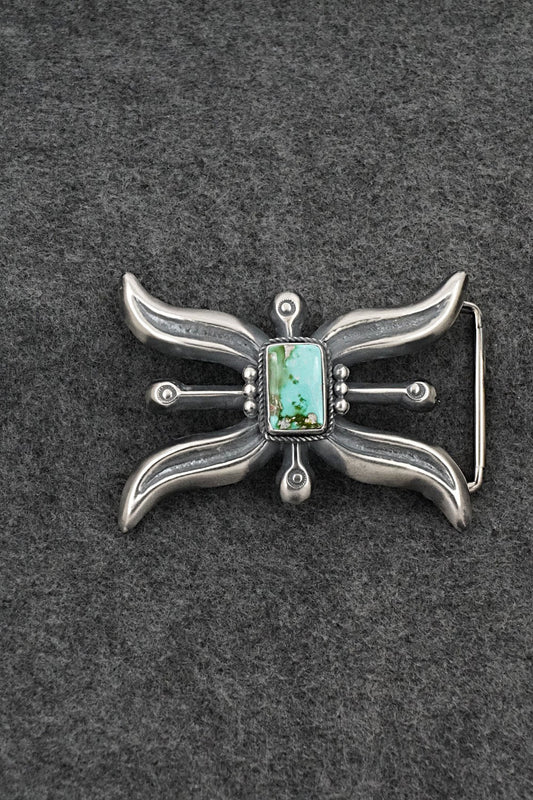 Turquoise & Sterling Silver Belt Buckle - Harrison Bitsue