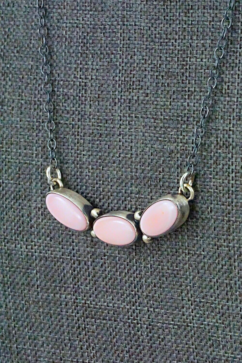 Pink Conch Shell & Sterling Silver Necklace - Loretta Delgarito