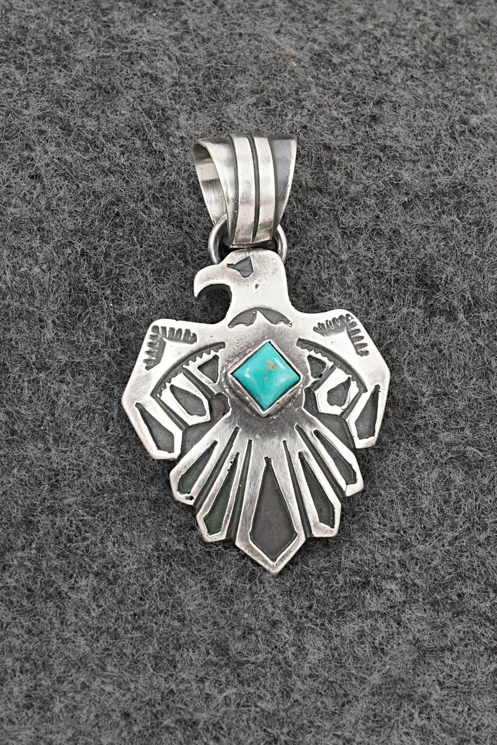 Turquoise & Sterling Silver Pendant - Jerold Joe
