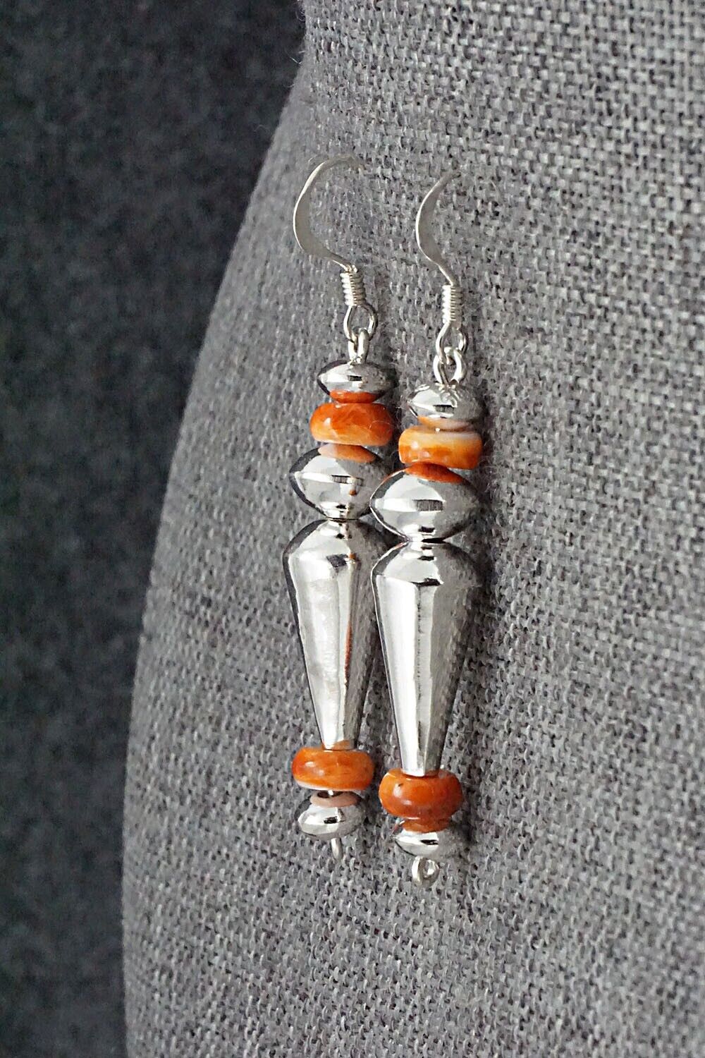 Spiny Oyster & Sterling Silver Navajo Pearl Earrings - Presley Haley