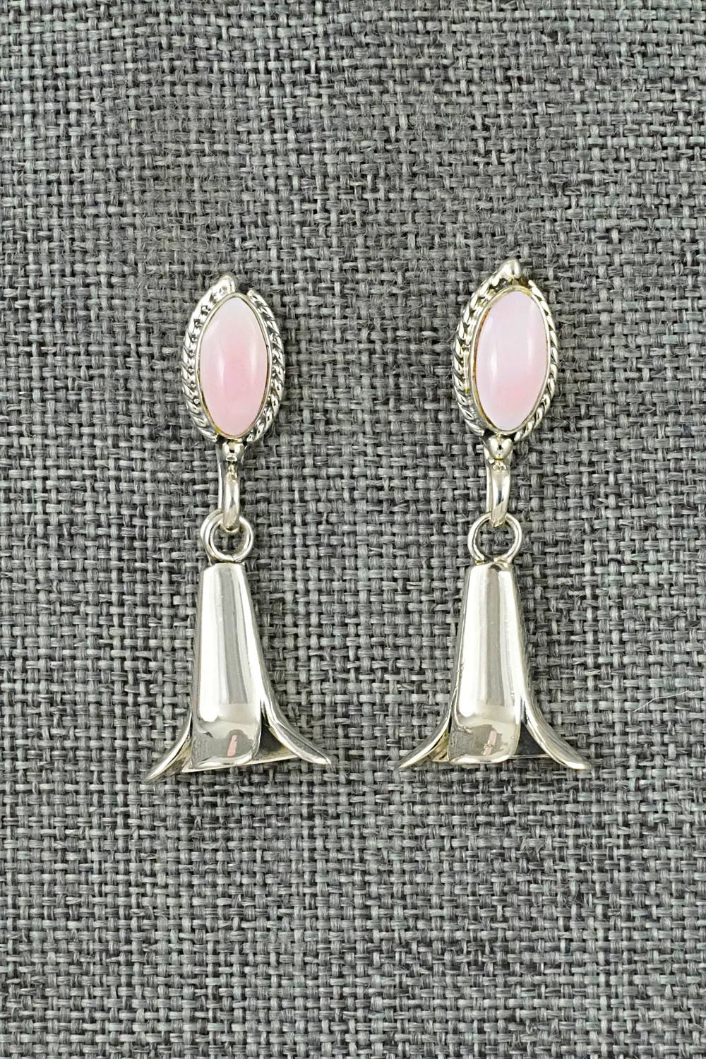Pink Conch & Sterling Silver Earrings - Rytanna Yazzie