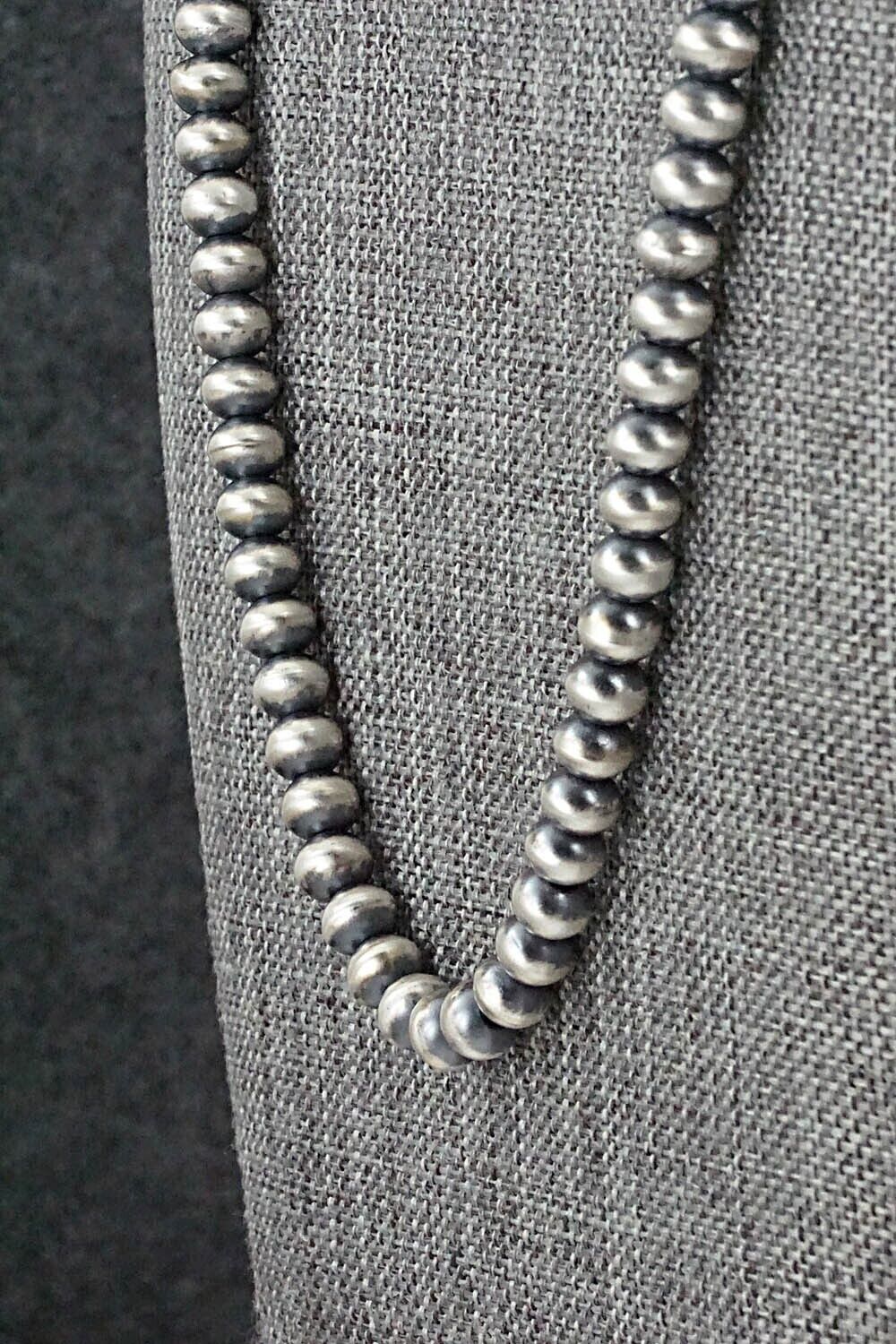 Sterling Silver Navajo Pearl Necklace 28" - Dorinda Mariano