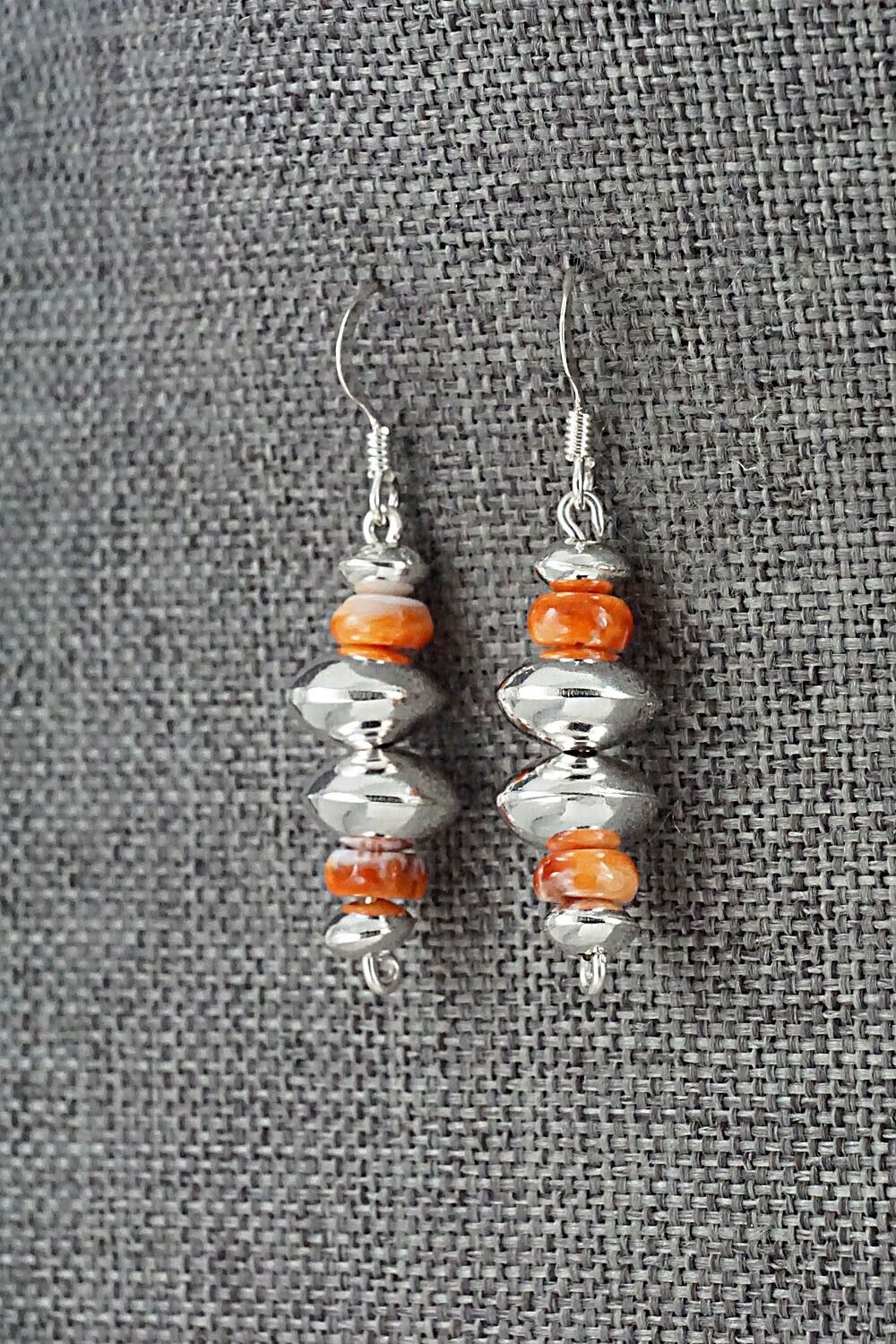 Spiny Oyster & Sterling Silver Navajo Pearl Earrings - Presley Haley