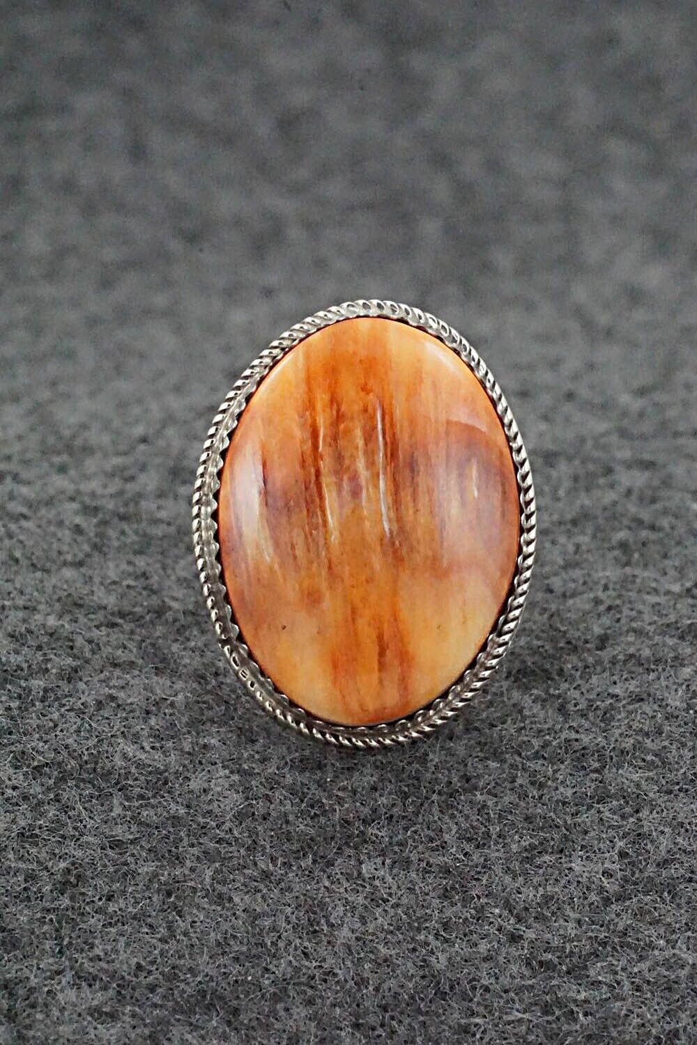 Spiny Oyster & Sterling Silver Ring - Ernest Hawthorne - Size 7.5