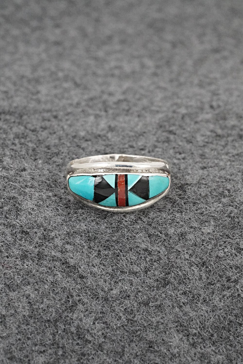 Multi-Stone & Sterling Silver Inlay Ring - Ola Eriacho - Size 6