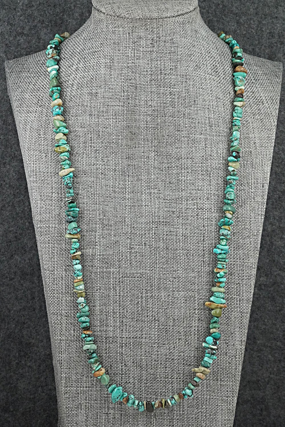 Turquoise & Sterling Silver Necklace 38" - Doreen Jake