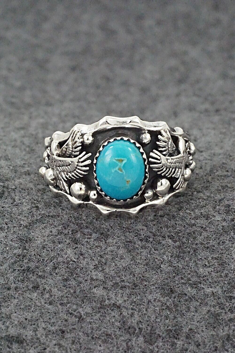 Turquoise & Sterling Silver Ring - Genevieve Francisco - Size 14