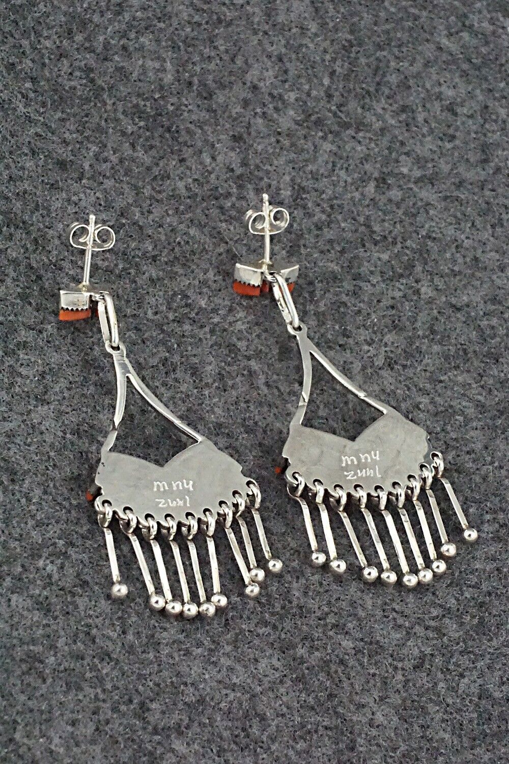 Coral & Sterling Silver Earrings - Mildred Ukestine