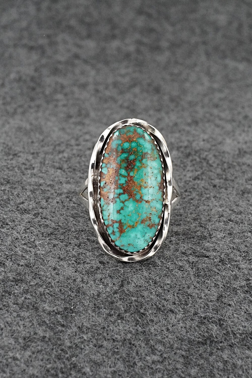 Turquoise & Sterling Silver Ring - Ernest Hawthorne - Size 8