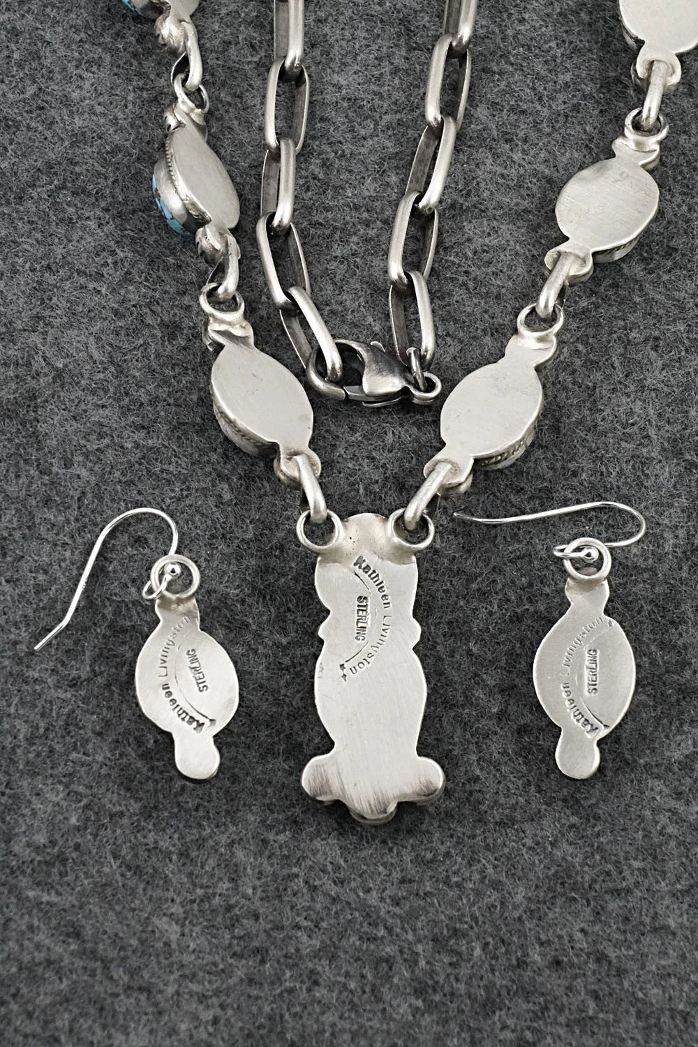 Turquoise & Sterling Silver Necklace and Earrings Set - Kathleen Livingston