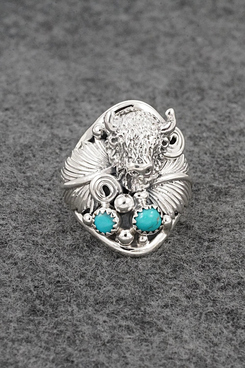 Turquoise & Sterling Silver Ring - Darrell Morgan - Size 9.5