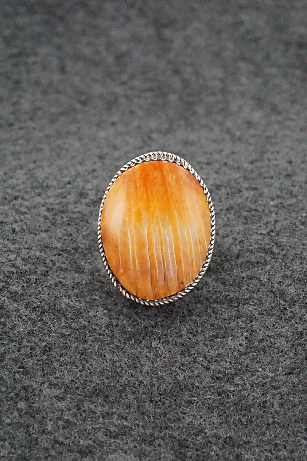 Spiny Oyster & Sterling Silver Ring - Ernest Hawthorne - Size 7.75