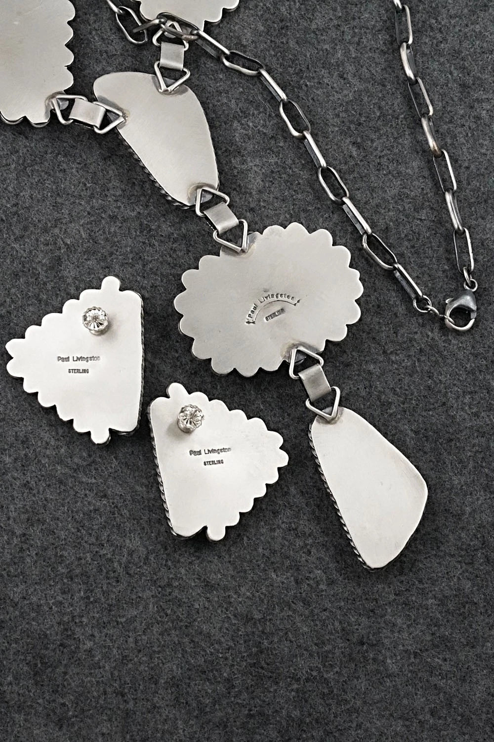 Turquoise & Sterling Silver Necklace and Earrings Set - Paul Livingston