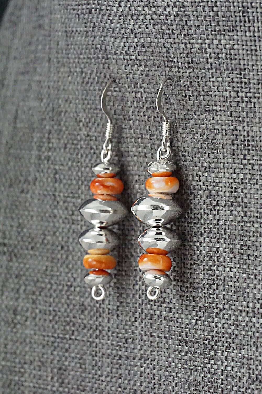 Spiny Oyster & Sterling Silver Navajo Pearl Earrings - Presley Haley