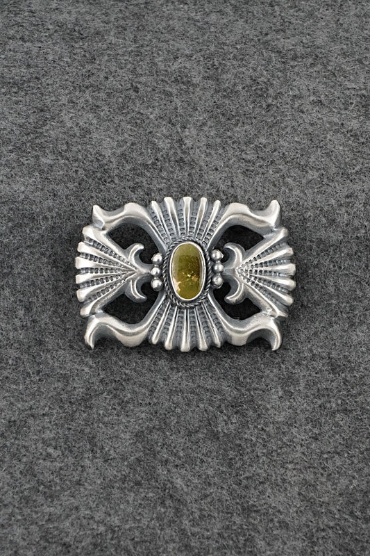 Turquoise & Sterling Silver Belt Buckle - Harrison Bitsue