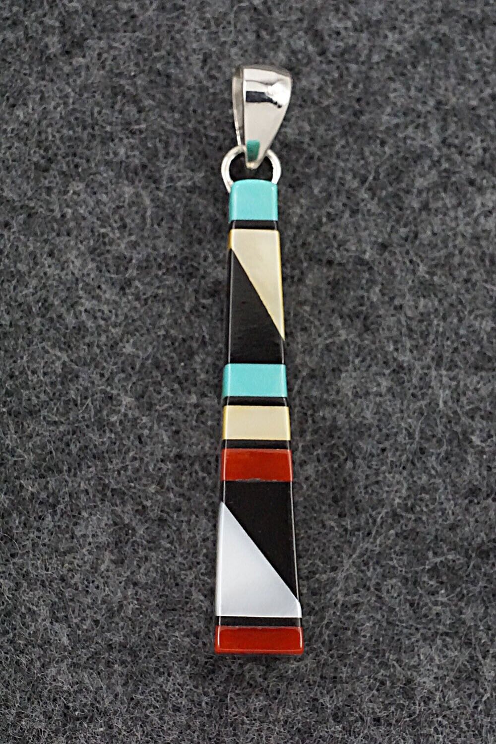 Multi Stone & Sterling Silver Pendant - Madarrel Kallestewa