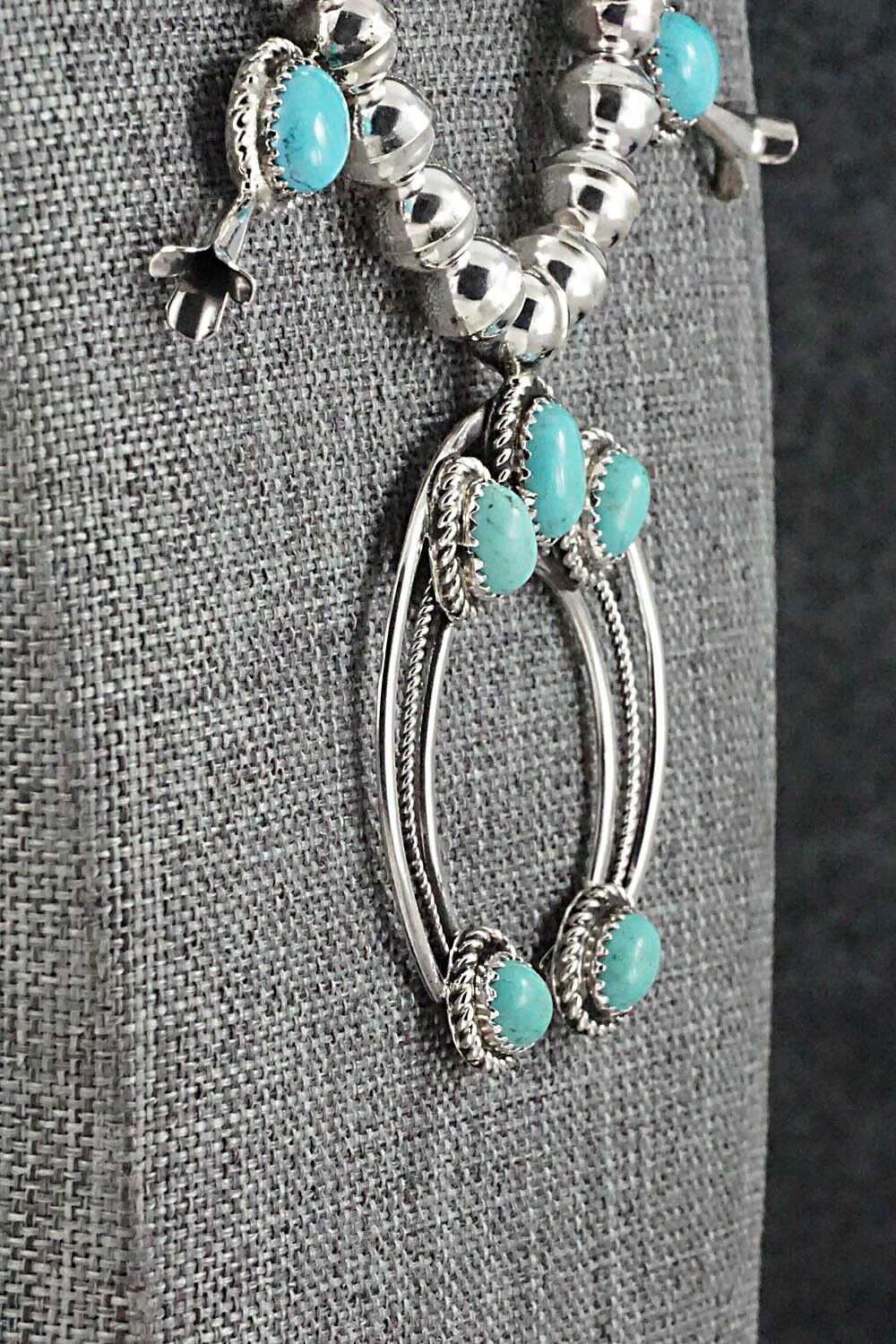 Turquoise & Sterling Silver Squash Blossom Necklace - Phil Garcia