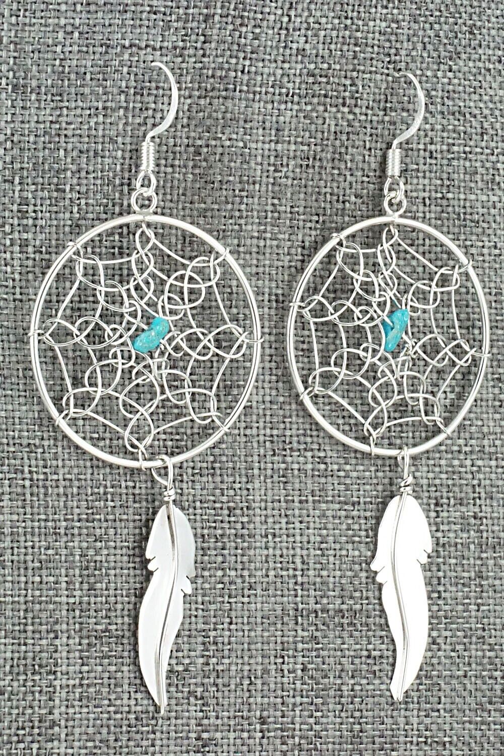 Turquoise & Sterling Silver Earrings - Lorenzo Arviso Jr.