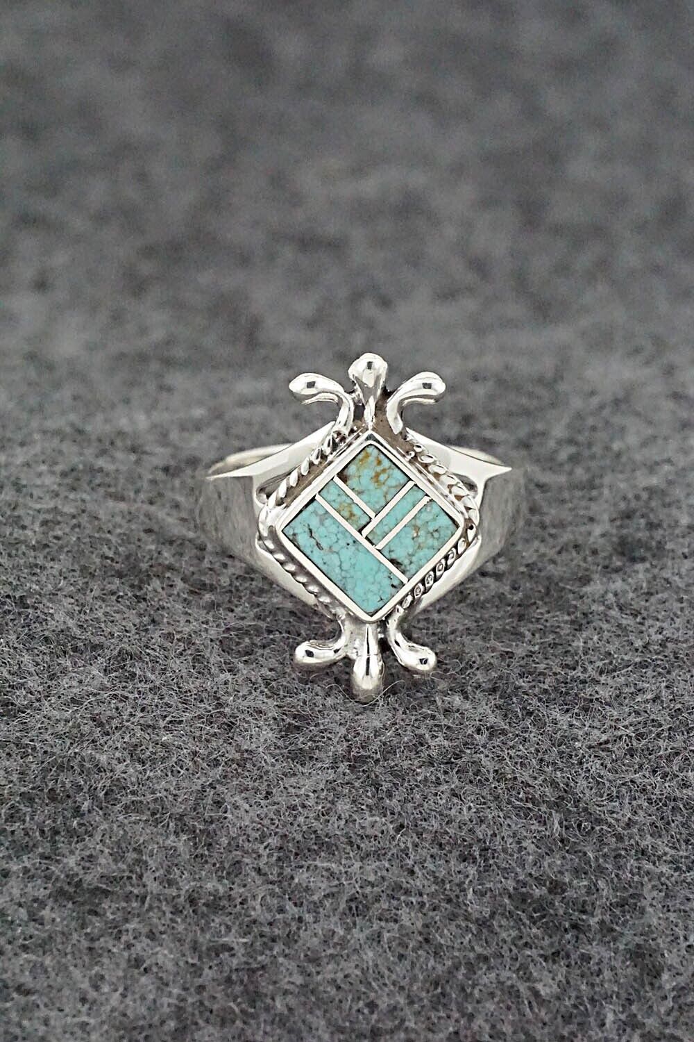 Turquoise & Sterling Silver Inlay Ring - James Manygoats - Size 9