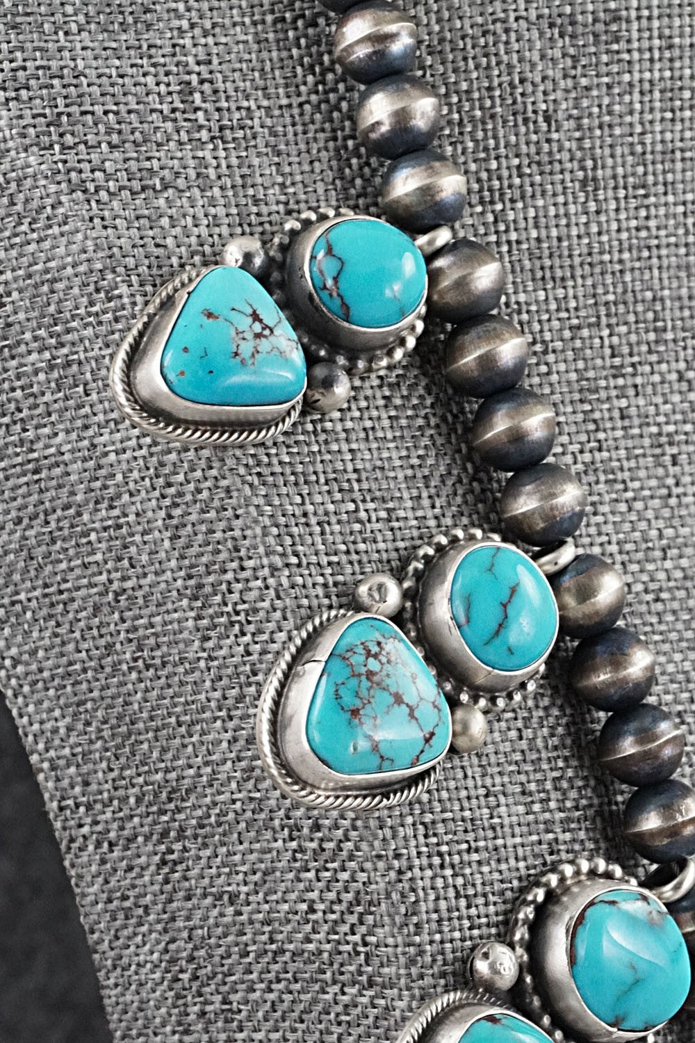 Turquoise & Sterling Silver Necklace and Earrings Set - Bobby Johnson
