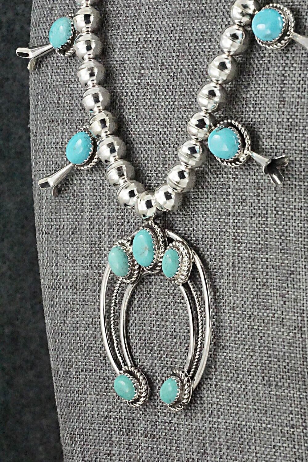 Turquoise & Sterling Silver Squash Blossom Necklace - Phil Garcia