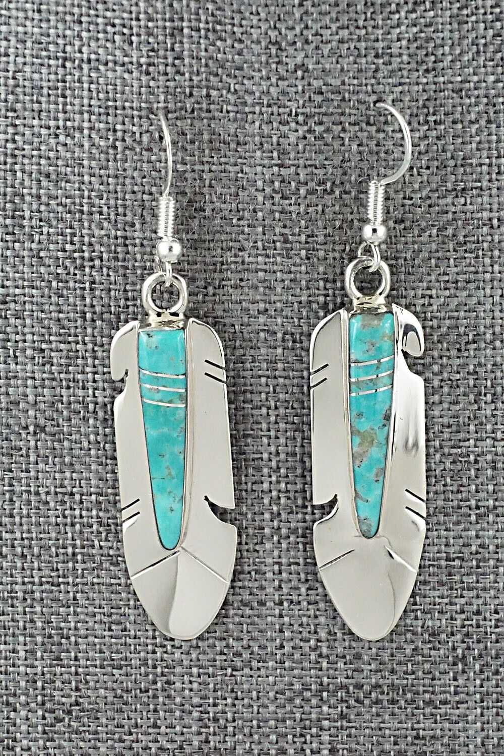 Turquoise & Sterling Silver Inlay Earrings - Marilyn Yazzie