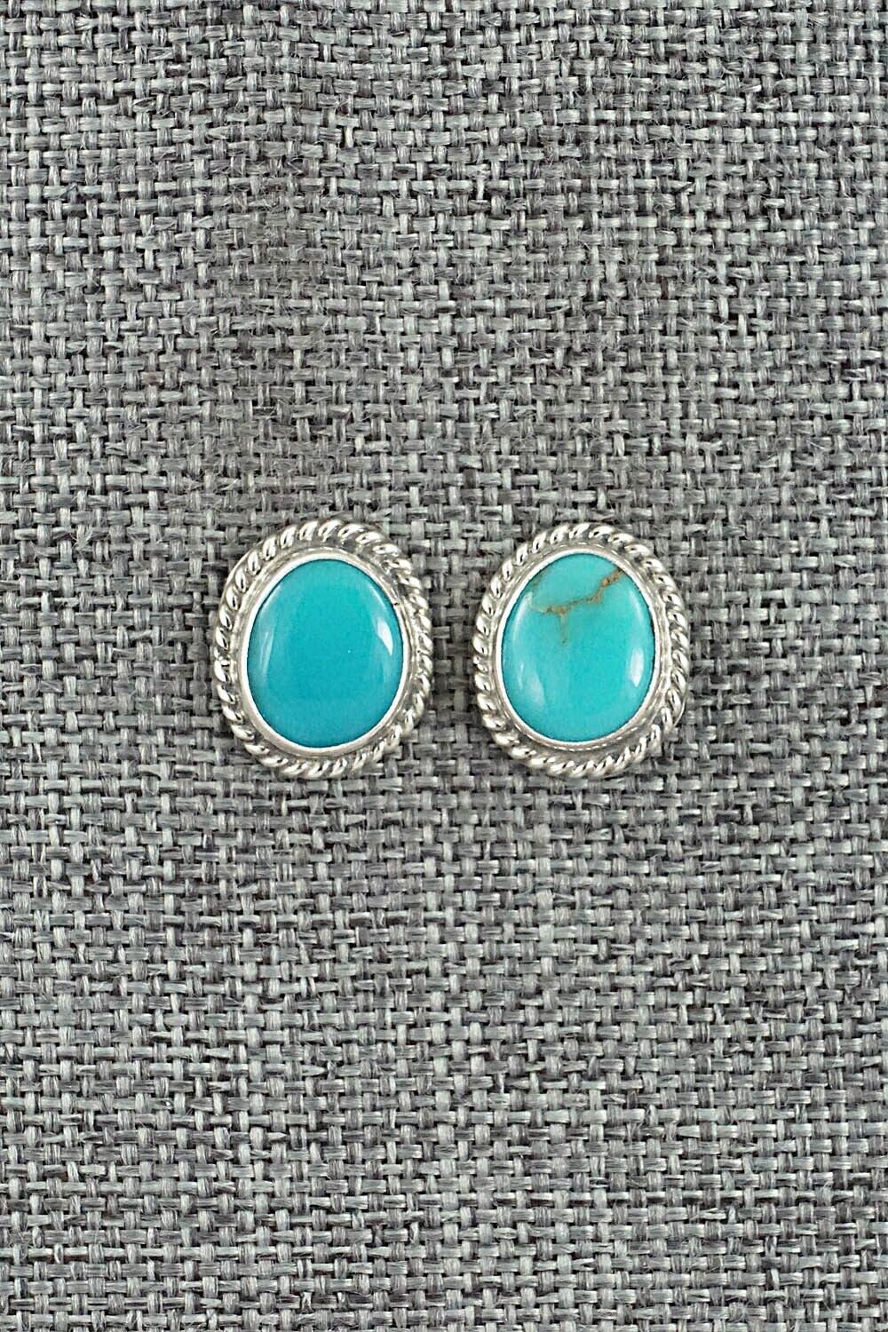 Turquoise & Sterling Silver Earrings - B. Begay
