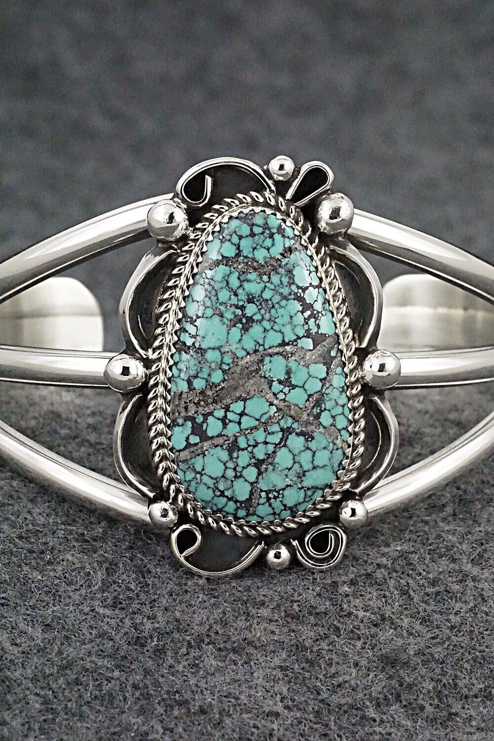Turquoise & Sterling Silver Bracelet - Leslie Nez