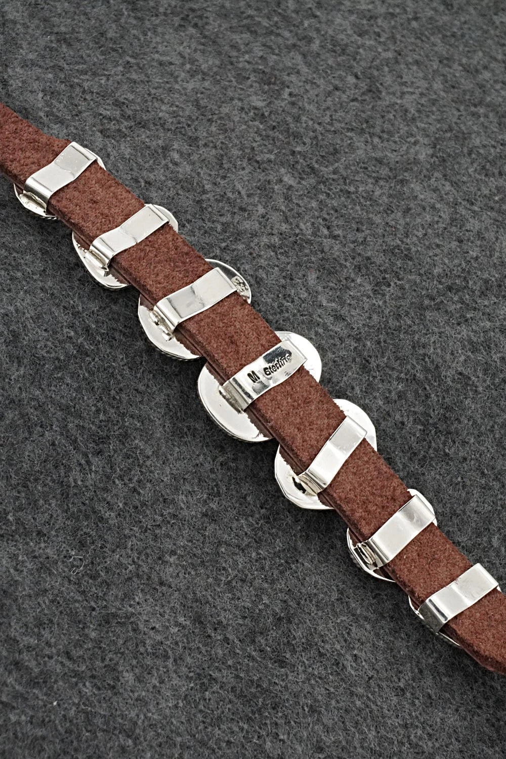 Turquoise, Sterling Silver & Leather Bracelet - Marlene Ramone